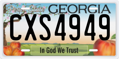 GA license plate CXS4949