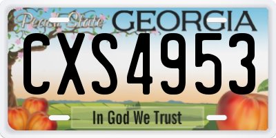 GA license plate CXS4953