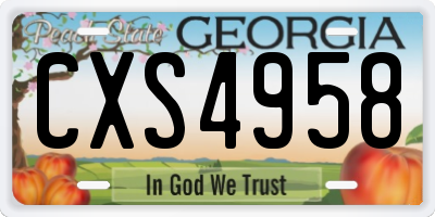 GA license plate CXS4958