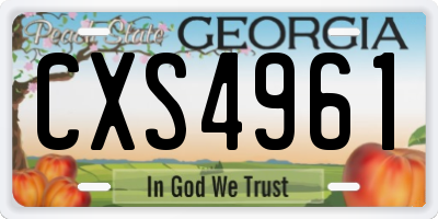 GA license plate CXS4961