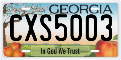 GA license plate CXS5003