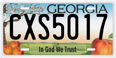 GA license plate CXS5017