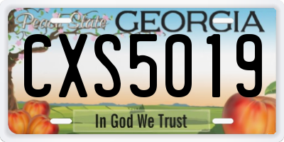 GA license plate CXS5019
