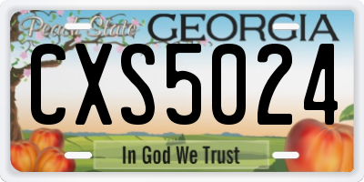 GA license plate CXS5024