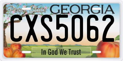 GA license plate CXS5062
