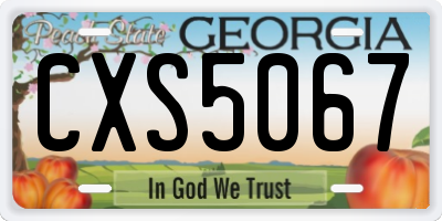 GA license plate CXS5067