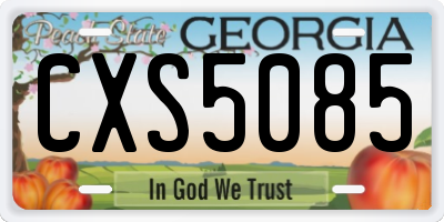 GA license plate CXS5085