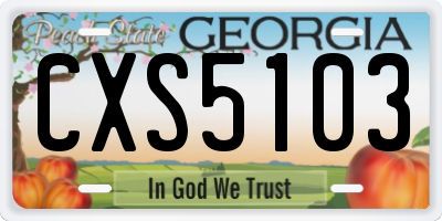 GA license plate CXS5103