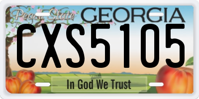 GA license plate CXS5105