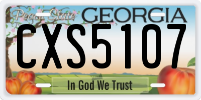 GA license plate CXS5107