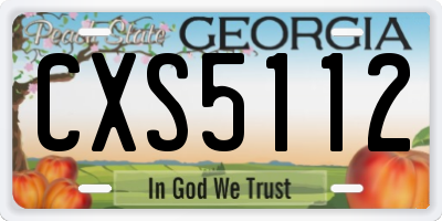 GA license plate CXS5112