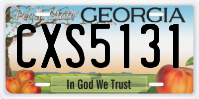 GA license plate CXS5131