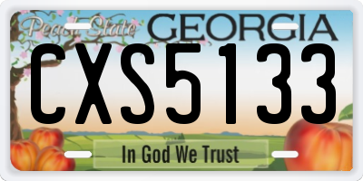 GA license plate CXS5133