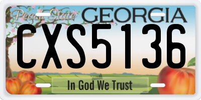 GA license plate CXS5136