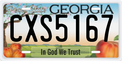 GA license plate CXS5167