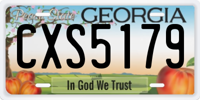 GA license plate CXS5179