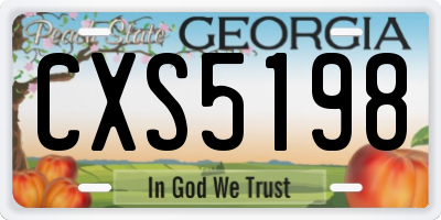 GA license plate CXS5198