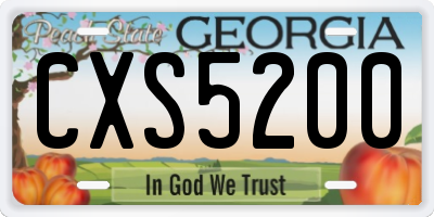 GA license plate CXS5200