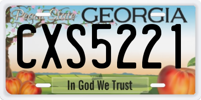 GA license plate CXS5221