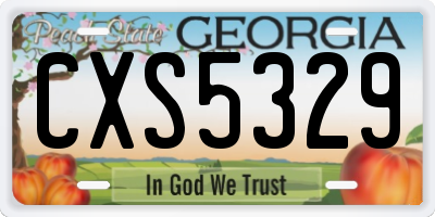 GA license plate CXS5329