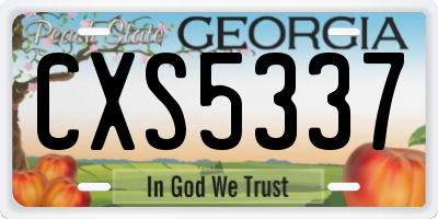 GA license plate CXS5337