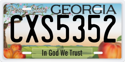 GA license plate CXS5352