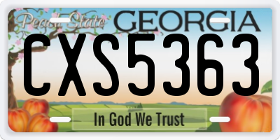 GA license plate CXS5363