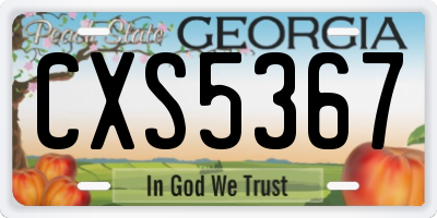 GA license plate CXS5367