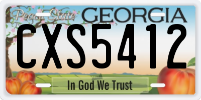 GA license plate CXS5412