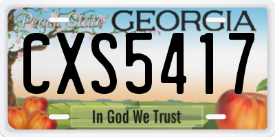 GA license plate CXS5417