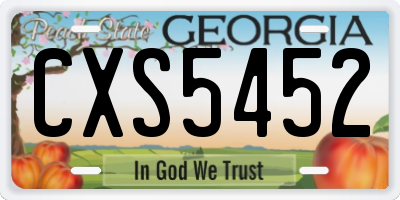 GA license plate CXS5452