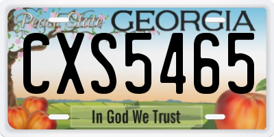 GA license plate CXS5465