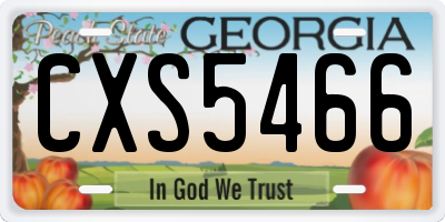 GA license plate CXS5466