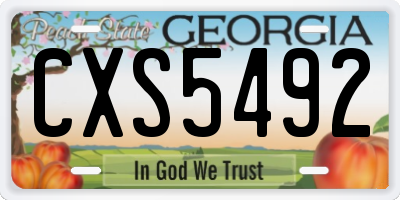 GA license plate CXS5492