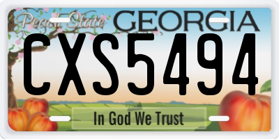 GA license plate CXS5494