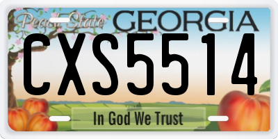 GA license plate CXS5514
