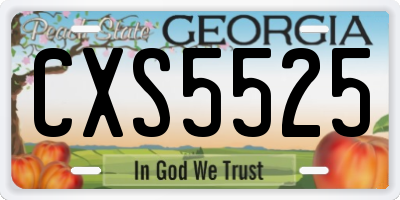 GA license plate CXS5525