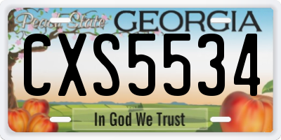 GA license plate CXS5534