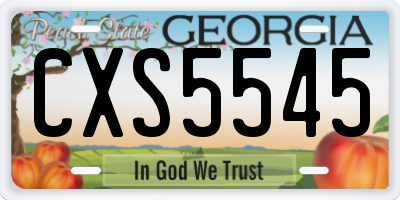 GA license plate CXS5545