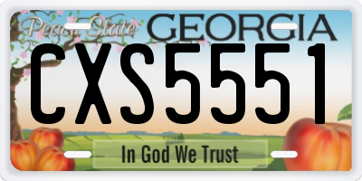 GA license plate CXS5551