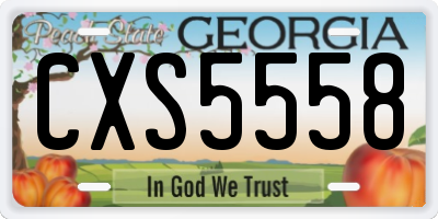 GA license plate CXS5558