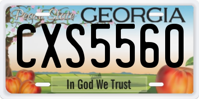 GA license plate CXS5560