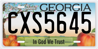 GA license plate CXS5645