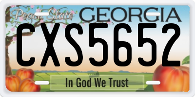 GA license plate CXS5652