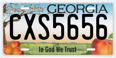 GA license plate CXS5656