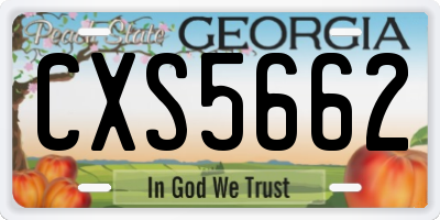 GA license plate CXS5662