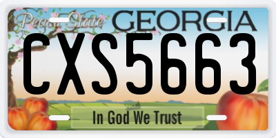 GA license plate CXS5663
