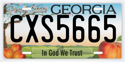GA license plate CXS5665