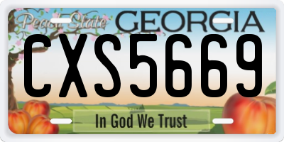 GA license plate CXS5669