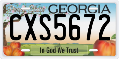 GA license plate CXS5672